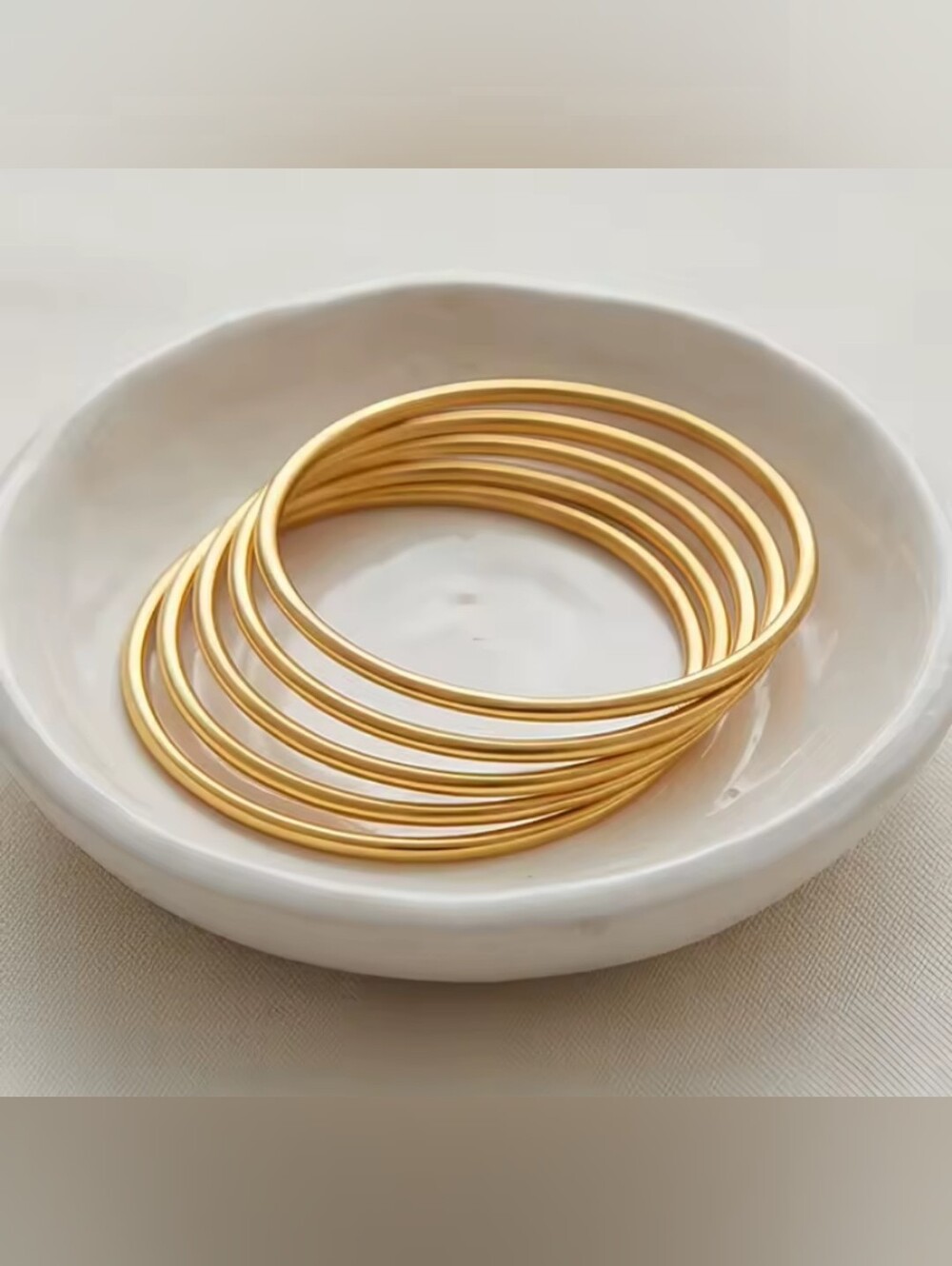 Gold Rhodium Stackable Bangle Bracelet Set - Picture 2 of 4